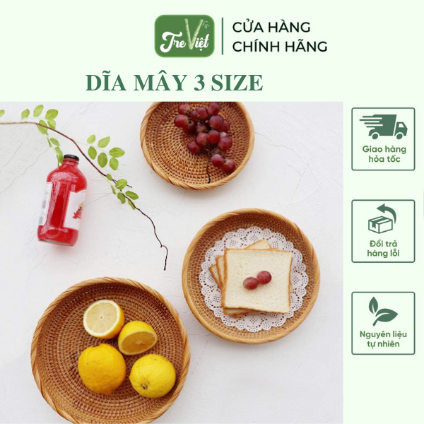 Dĩa mây đựng đồ - Dĩa mây guột decor trang trí - Rattan Plate giá 110,000 đang rẻ nhất thị trường