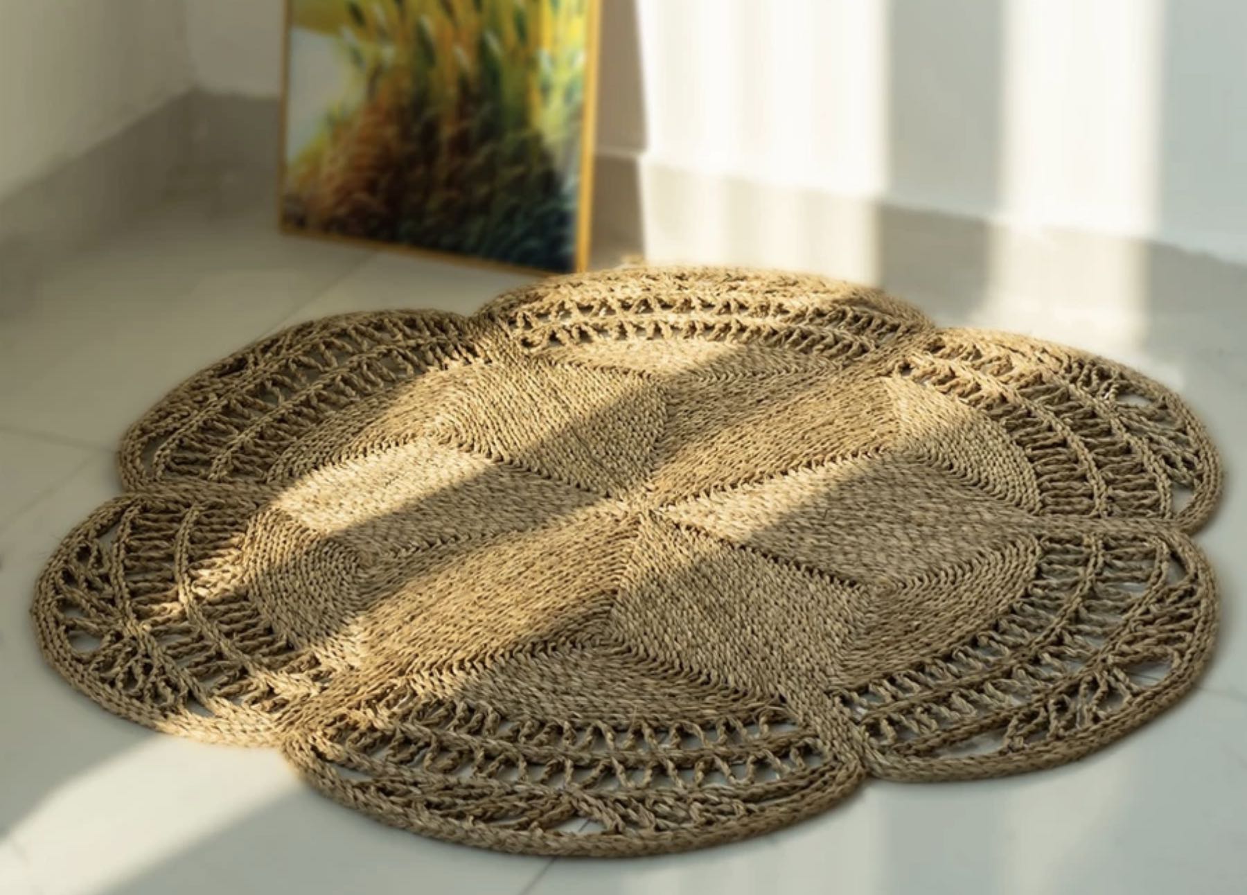 ảnh của sản phẩm Thảm trải sàn bằng cói hình sao trang trí - Star Round Rug số 5