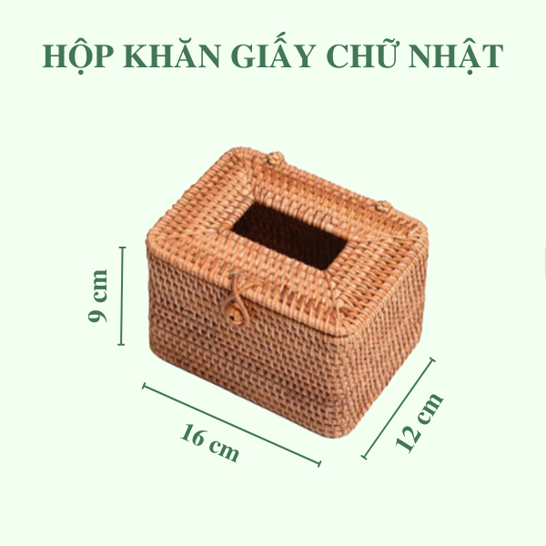 Hộp khăn giấy mây chữ nhật - RATTAN TISSUE BOX giá 200,000 đang rẻ nhất thị trường