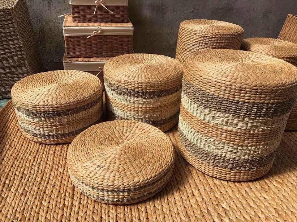 ảnh của sản phẩm Ghế đôn ngồi lục bình tự nhiên 40x20cm - Round Water Hyacinth Woven Ottoman số 6