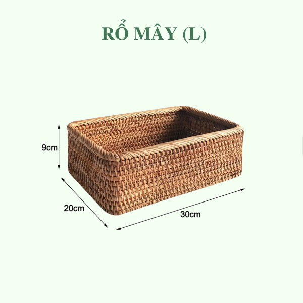 ảnh của sản phẩm Giỏ mây chữ nhật đựng đồ - Rổ mây đựng mỹ phẩm để bàn, decor chụp ảnh sản phẩm số 7