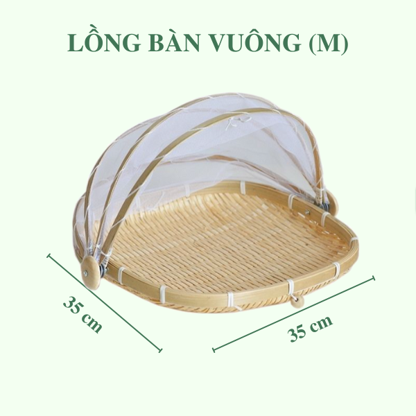 ảnh của sản phẩm Mẹt Tre Lồng Bàn Vuông / Lồng bàn gấp gọn - Bamboo Food Storage Tray With Lid số 4