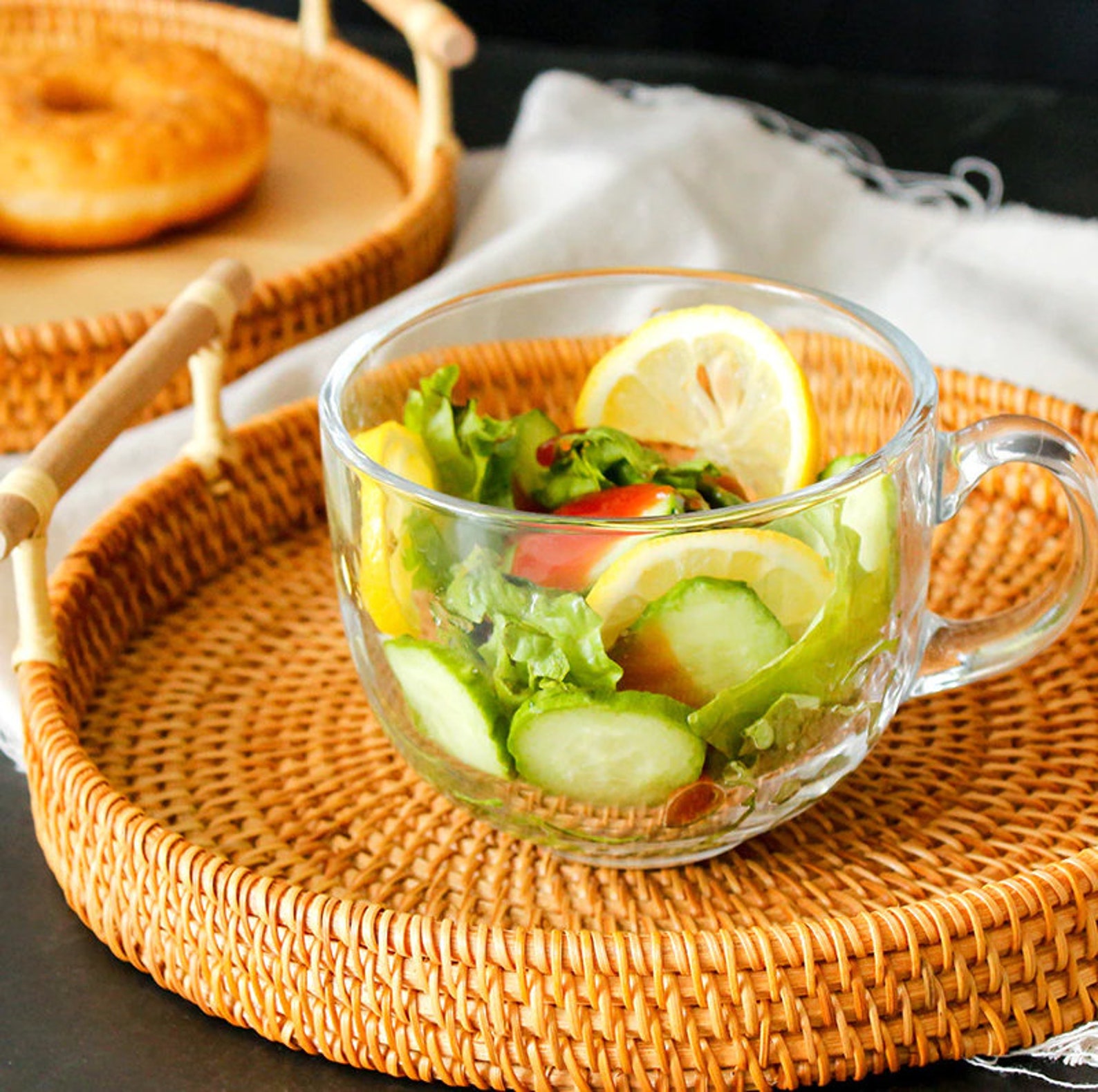 ảnh của sản phẩm Khay Mây Tròn có Tay Cầm Đựng Đồ Ăn - Khay Mây Guột Trang Trí Decor - Rattan Tray số 8