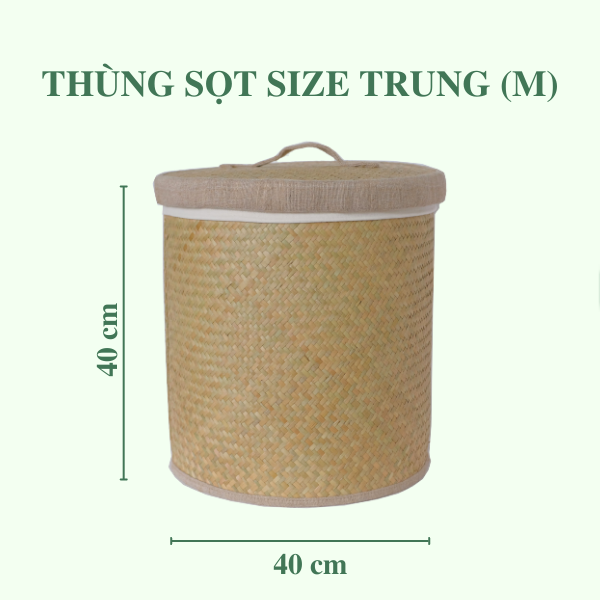 ảnh của sản phẩm Thùng Sọt Tròn Đựng Quần Áo siêu to có vải lót - Thùng Đựng Đồ Bằng Cỏ Bàng số 6