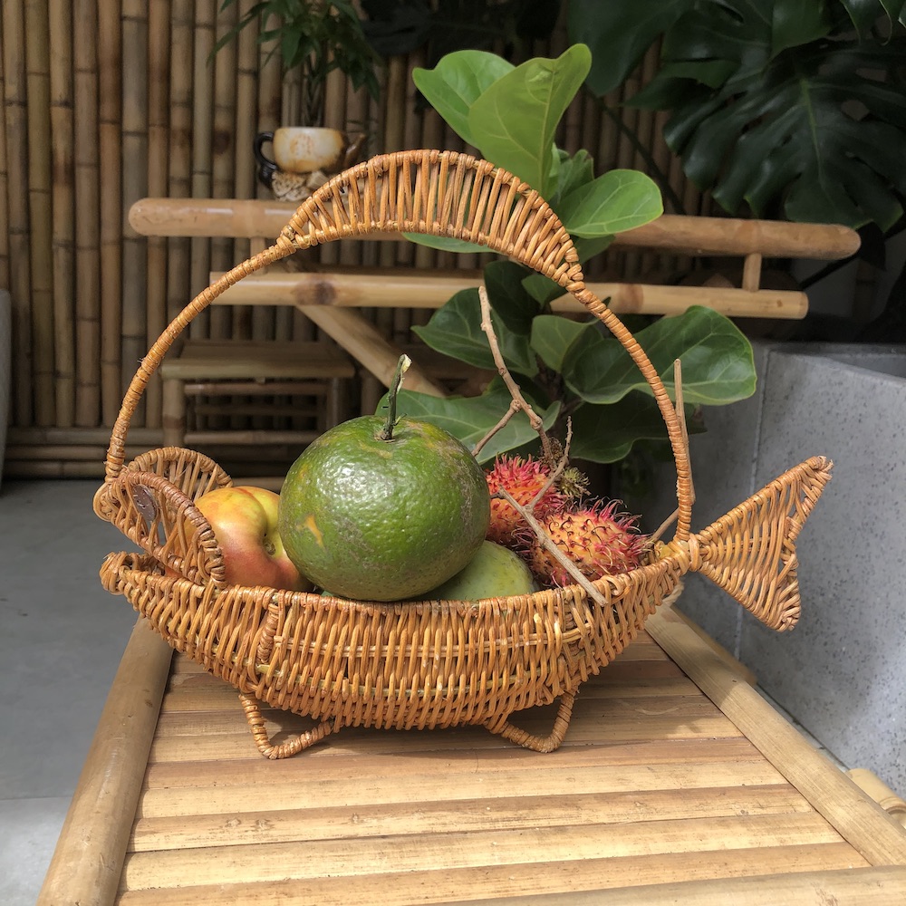 ảnh của sản phẩm Rổ mây trang trí decor hình con cá đựng trái cây/ bánh kẹo số 6