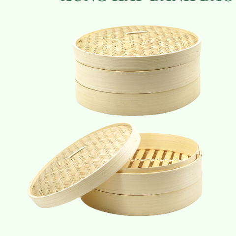 Lồng Hấp Tre, Xửng Hấp Bánh Bao Há Cảo 1 tầng 2 tầng - Bamboo Steamer giá 55,000 đang rẻ nhất thị trường