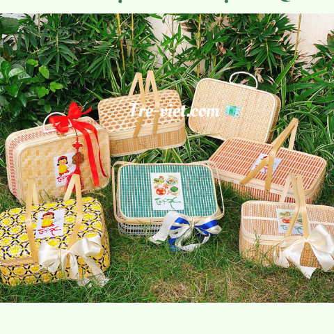 Hộp Đựng Quà Tết Nâu - Giỏ Quà Tết - Hộp Vali Tre Nâu - Giỏ Picnic Tre - Bamboo Picnic Basket giá 220,000 đang rẻ nhất thị trường