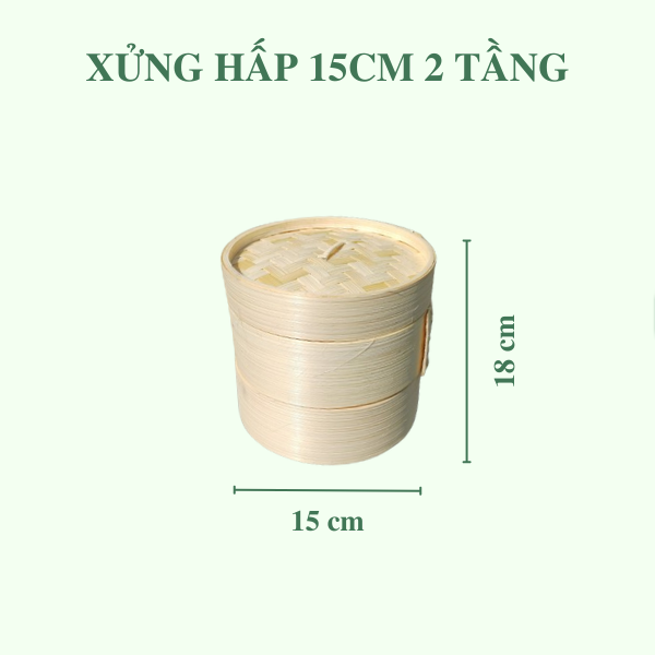 ảnh của sản phẩm Lồng Hấp Tre, Xửng Hấp Bánh Bao Há Cảo 1 tầng 2 tầng - Bamboo Steamer số 7