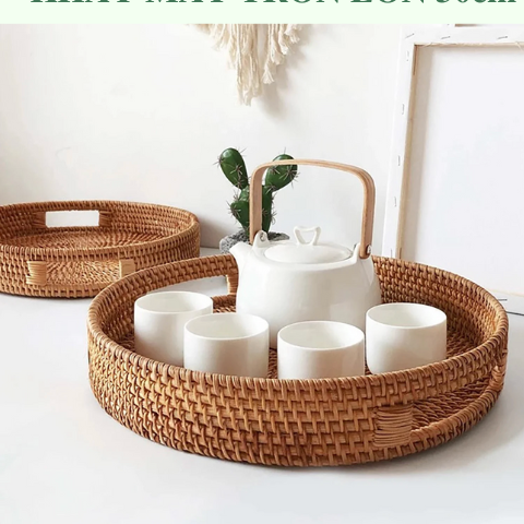 Khay Mây Tròn Lớn 30cm/ 35cm Trang Trí Bàn Ăn giá 200,000 đang rẻ nhất thị trường