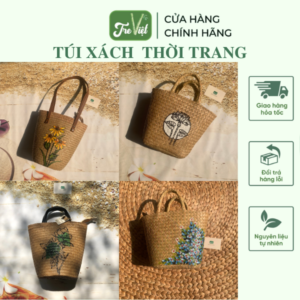 Túi xách cỏ bàng đeo tay nhiều loại có lót vải và khoá kéo giá 250,000 đang rẻ nhất thị trường