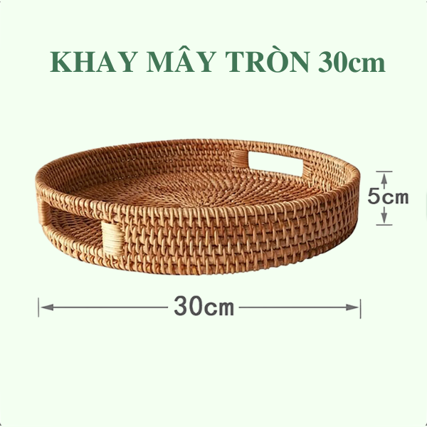ảnh của sản phẩm Khay Mây Tròn Lớn 30cm/ 35cm Trang Trí Bàn Ăn số 4