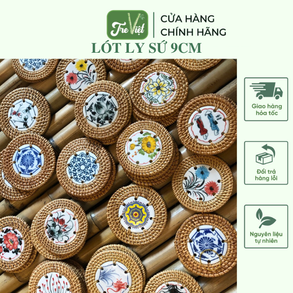 Lót mây sứ 9cm làm quà tặng decor xinh xắn (nhiều mẫu) - Ceramic Coaster giá 30,000 đang rẻ nhất thị trường
