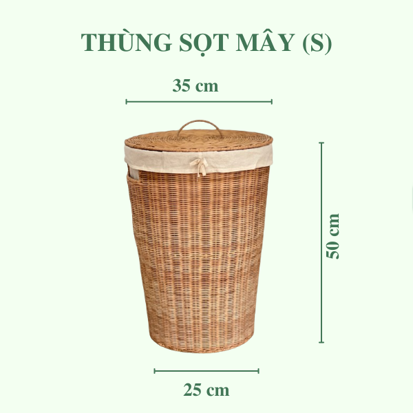 ảnh của sản phẩm Thùng Sọt Tròn Đựng Quần Áo siêu to - Thùng Đựng Đồ Mây có vải lót số 6