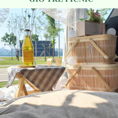 Giỏ Picnic Bằng Tre Tiện Lợi - Giỏ Tre Đựng Đồ Chụp Hình Decor - Picnic Basket giá 160,000 đang rẻ nhất thị trường