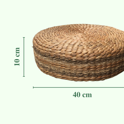 Ghế đôn ngồi lục bình sọc cói 40x10cm - Round Water Hyacinth Woven Ottoman giá 240,000 đang rẻ nhất thị trường