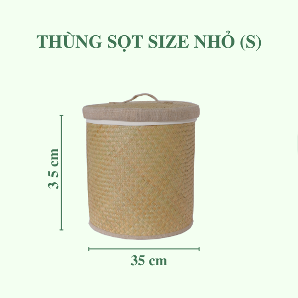ảnh của sản phẩm Thùng Sọt Tròn Đựng Quần Áo siêu to có vải lót - Thùng Đựng Đồ Bằng Cỏ Bàng số 4