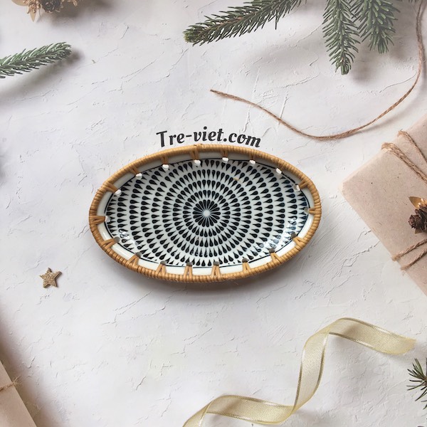 ảnh của sản phẩm Đĩa Sứ Đan Mây - Đĩa Mây Oval Kết Hợp Gốm Sứ số 9