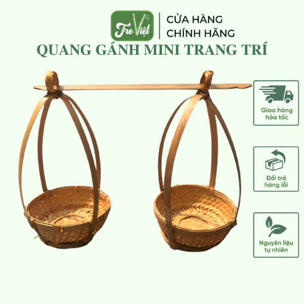 Quang gánh mini trang trí decor dễ thương chụp ảnh - Quang gánh tre mini hun khói giá 80,000 đang rẻ nhất thị trường