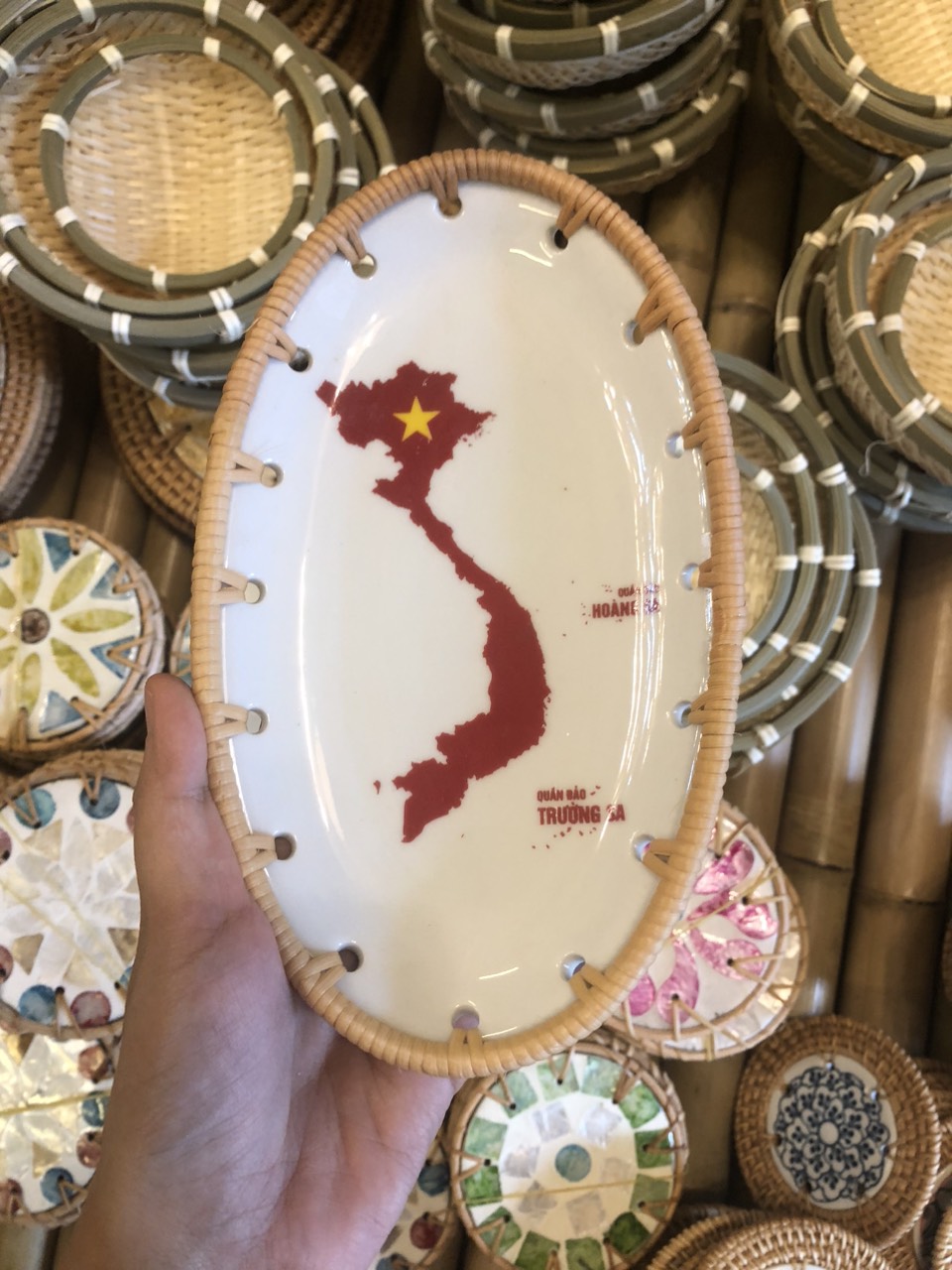 ảnh của sản phẩm Đĩa Sứ Đan Mây - Đĩa Mây Oval Kết Hợp Gốm Sứ số 14