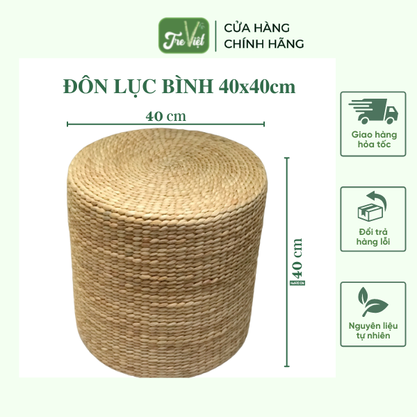 Đôn ngồi lục bình 40x40cm - Round Water Hyacinth Woven Ottoman giá 370,000 đang rẻ nhất thị trường