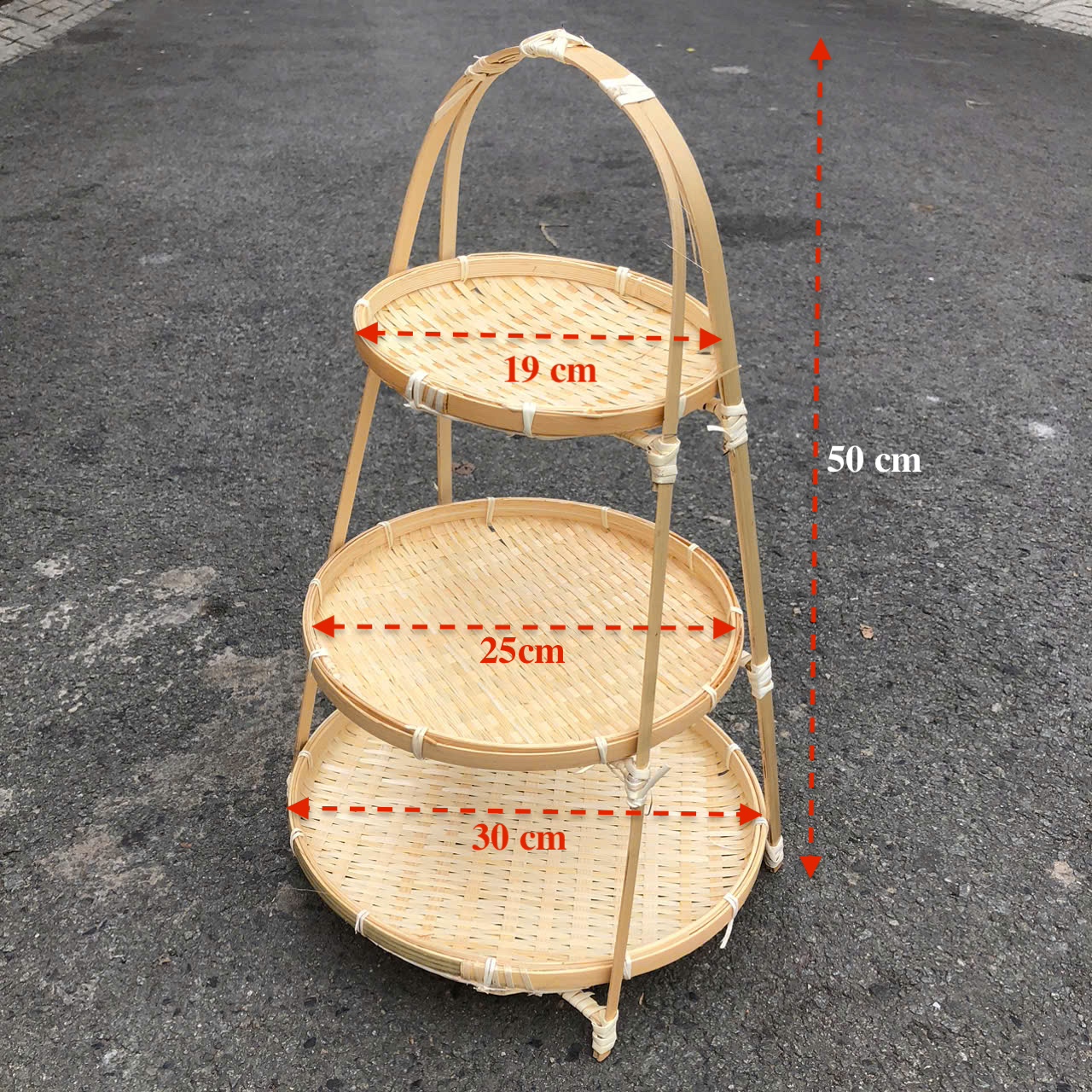 ảnh của sản phẩm Mẹt tre tầng đựng đồ ăn trang trí - Kệ Mẹt Tầng số 9