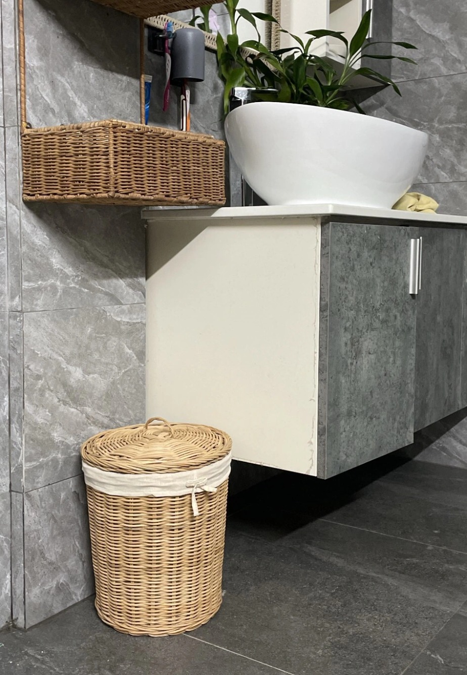 Thùng Sọt Mây - Thùng Rác Mây để toilet có lót nắp và lót vải giá 260,000 đang rẻ nhất thị trường