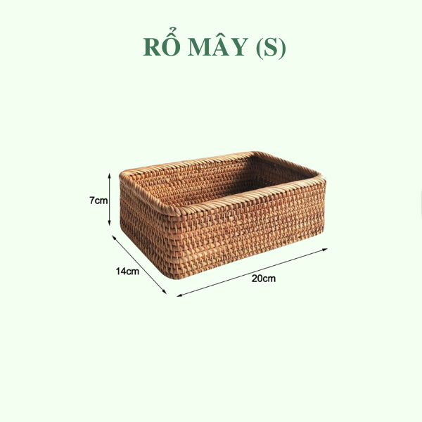 ảnh của sản phẩm Giỏ mây chữ nhật đựng đồ - Rổ mây đựng mỹ phẩm để bàn, decor chụp ảnh sản phẩm số 5