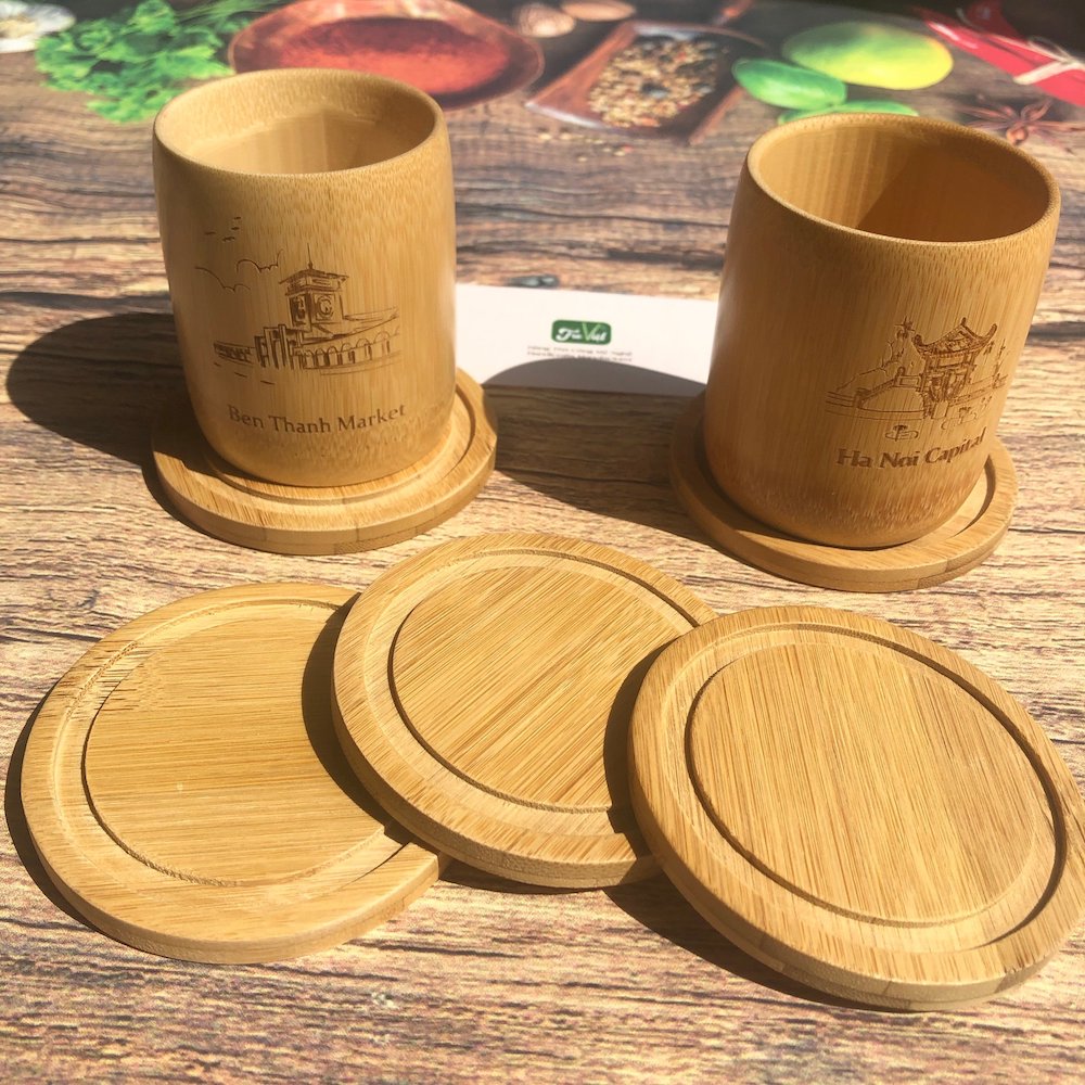 ảnh của sản phẩm Lót ly tròn có rãnh - Lót ly bằng tre D9cm - Bamboo Coaster số 4