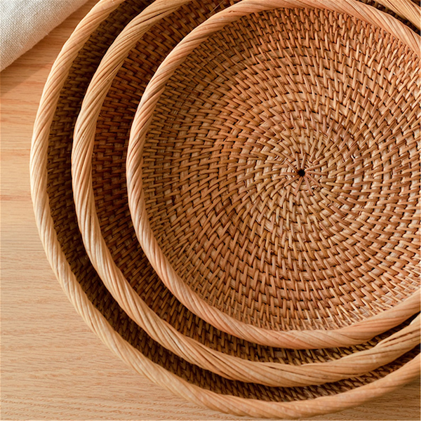 Dĩa mây đựng đồ - Dĩa mây guột decor trang trí - Rattan Plate giá 110,000 đang rẻ nhất thị trường