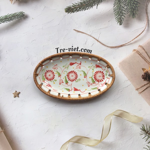 ảnh của sản phẩm Đĩa Sứ Đan Mây - Đĩa Mây Oval Kết Hợp Gốm Sứ số 10