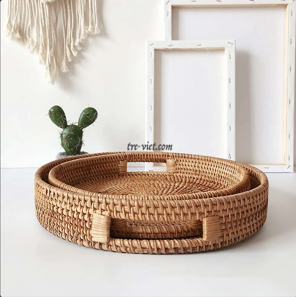 Khay Mây Tròn Lớn 30cm/ 35cm Trang Trí Bàn Ăn giá 200,000 đang rẻ nhất thị trường